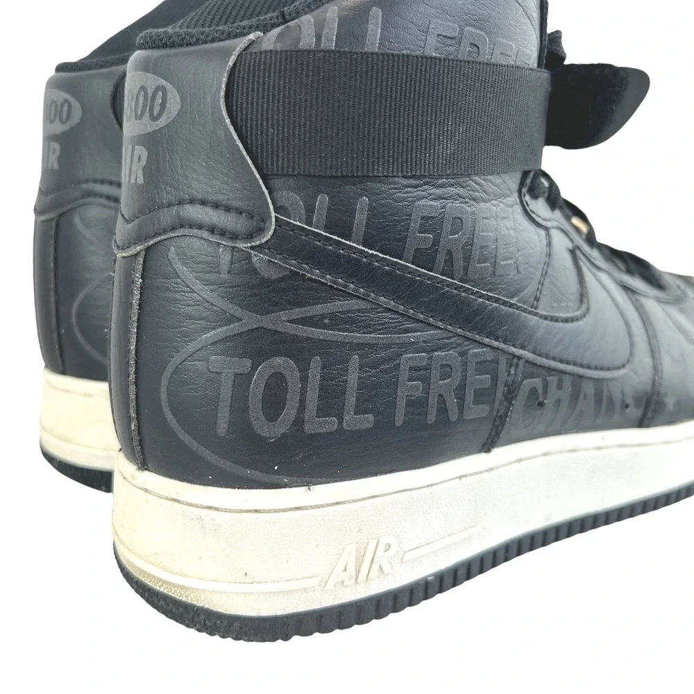 Nike Air Force‎ 1 High 07 Mens 11.5 Black Toll Free 1-800 Graphic Sneakers